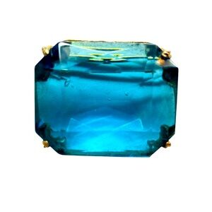 Vintage Prongset Blue Rectangle Stone Brooch Pin